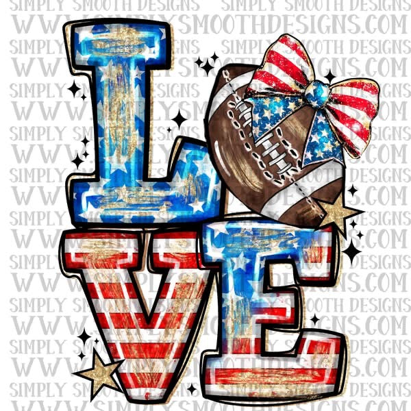 Love Flag Bow Football