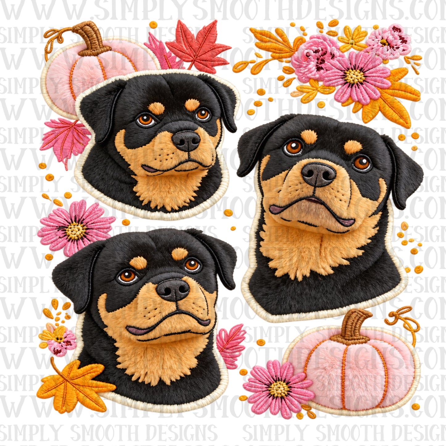 Rottweiler faux embroidery