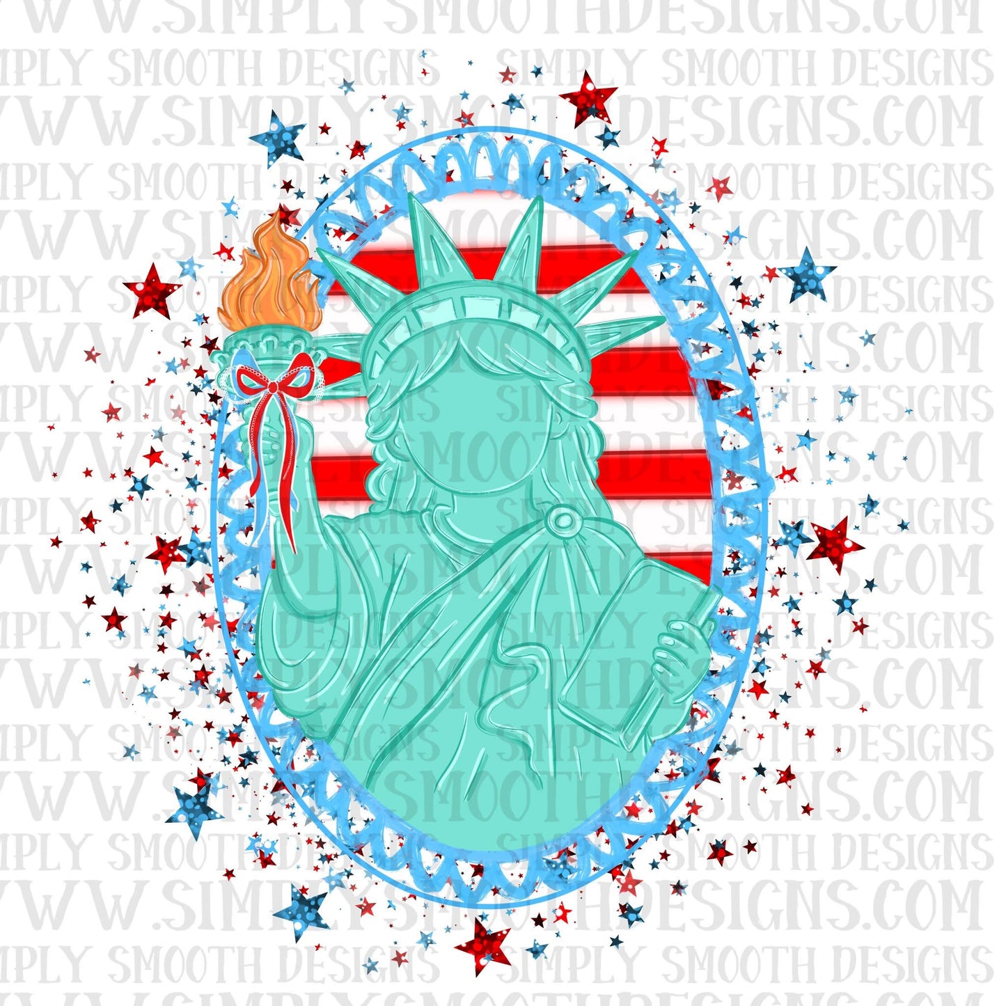 Statue of Liberty With Stars + Stripe Frame