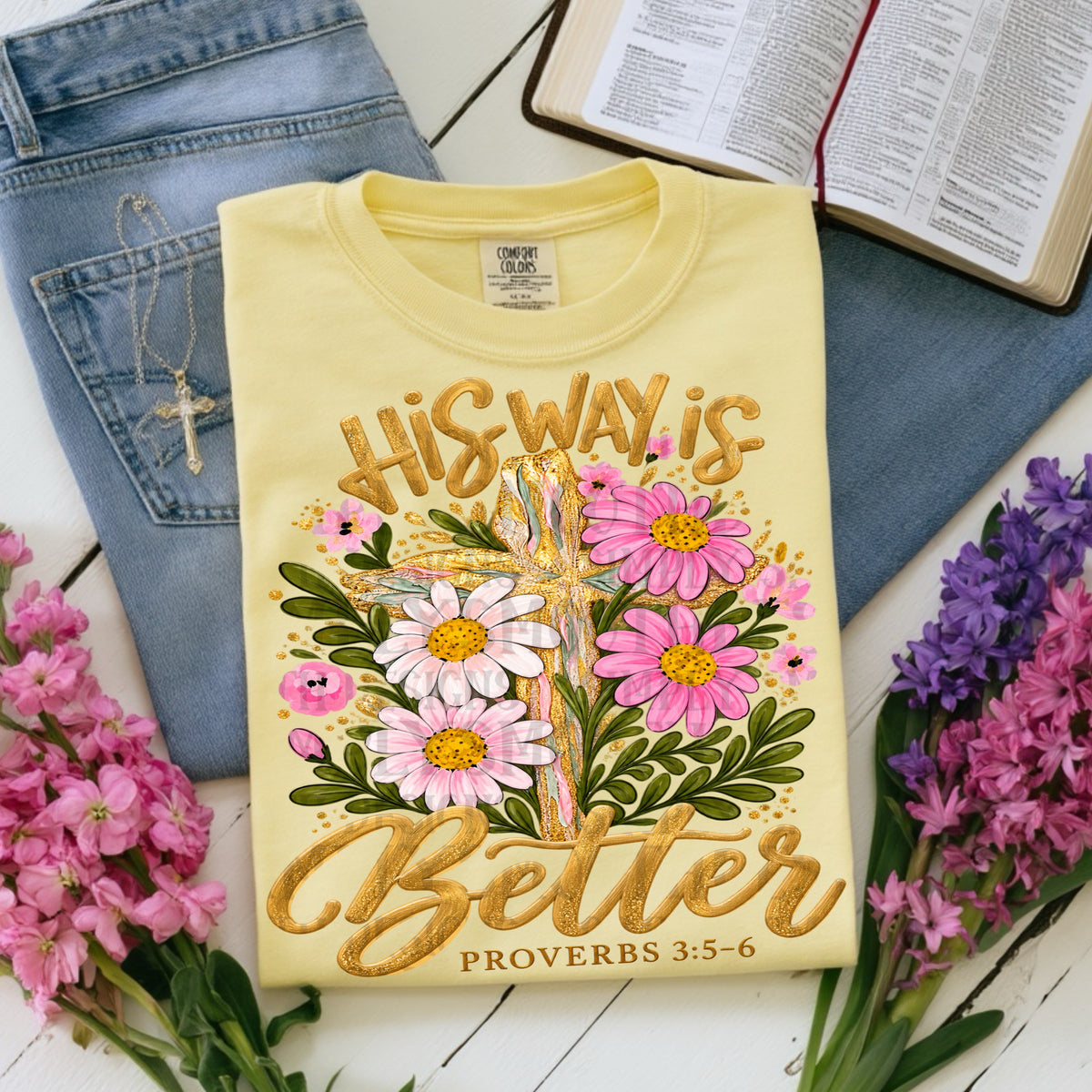 His way is better, floral cross png download