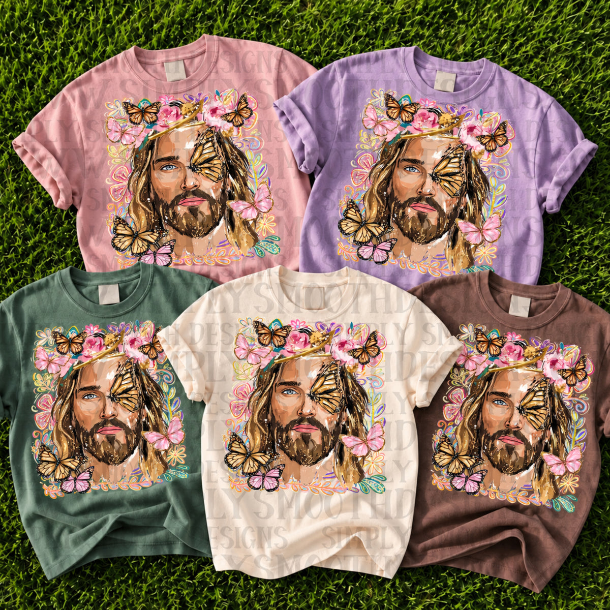 Butterfly and Jesus png download floral design