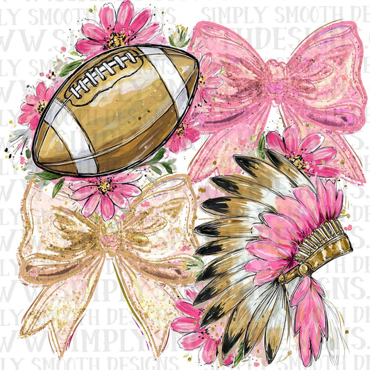 Indians Pink Football Bows