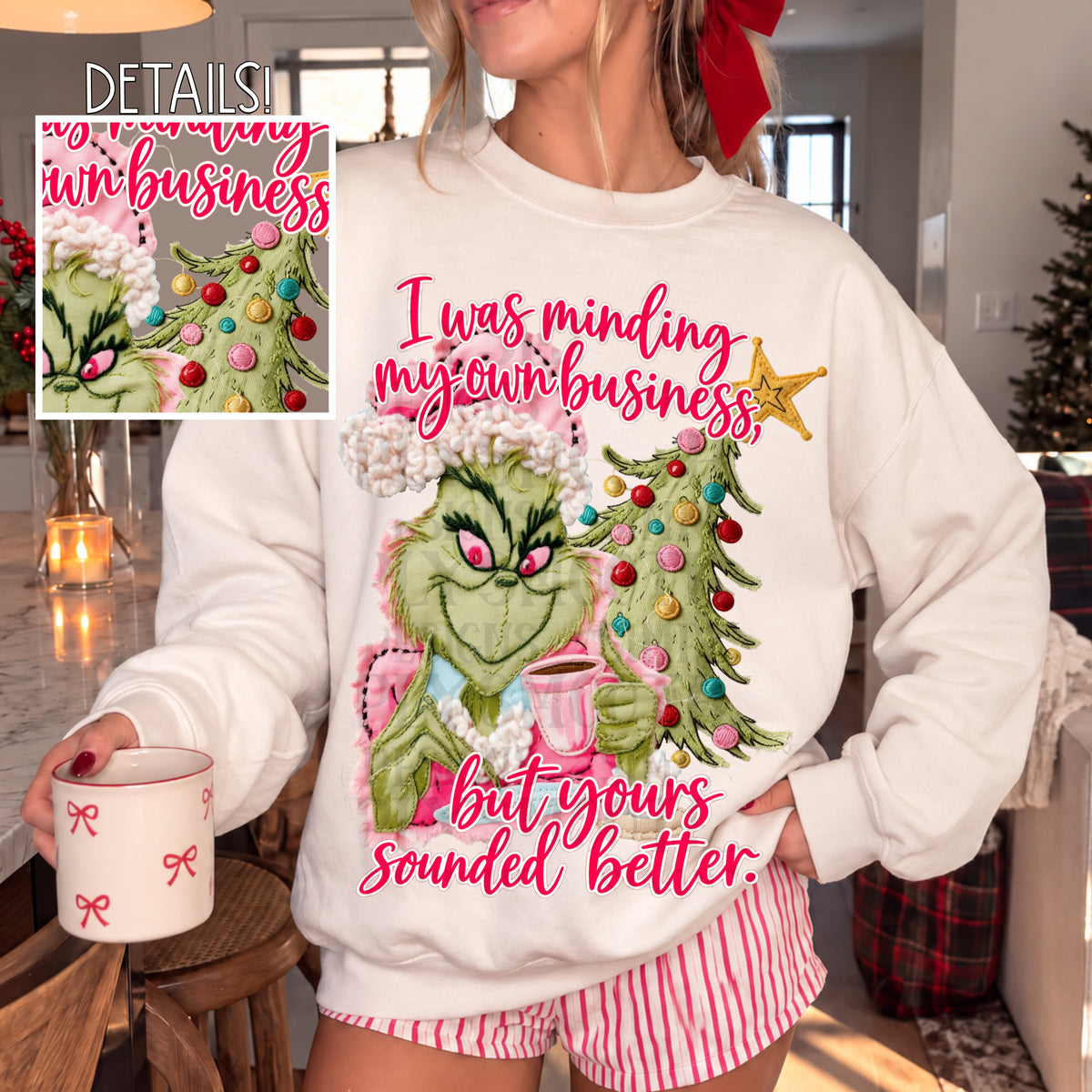 Grinch tea frayed fabric texture png download
