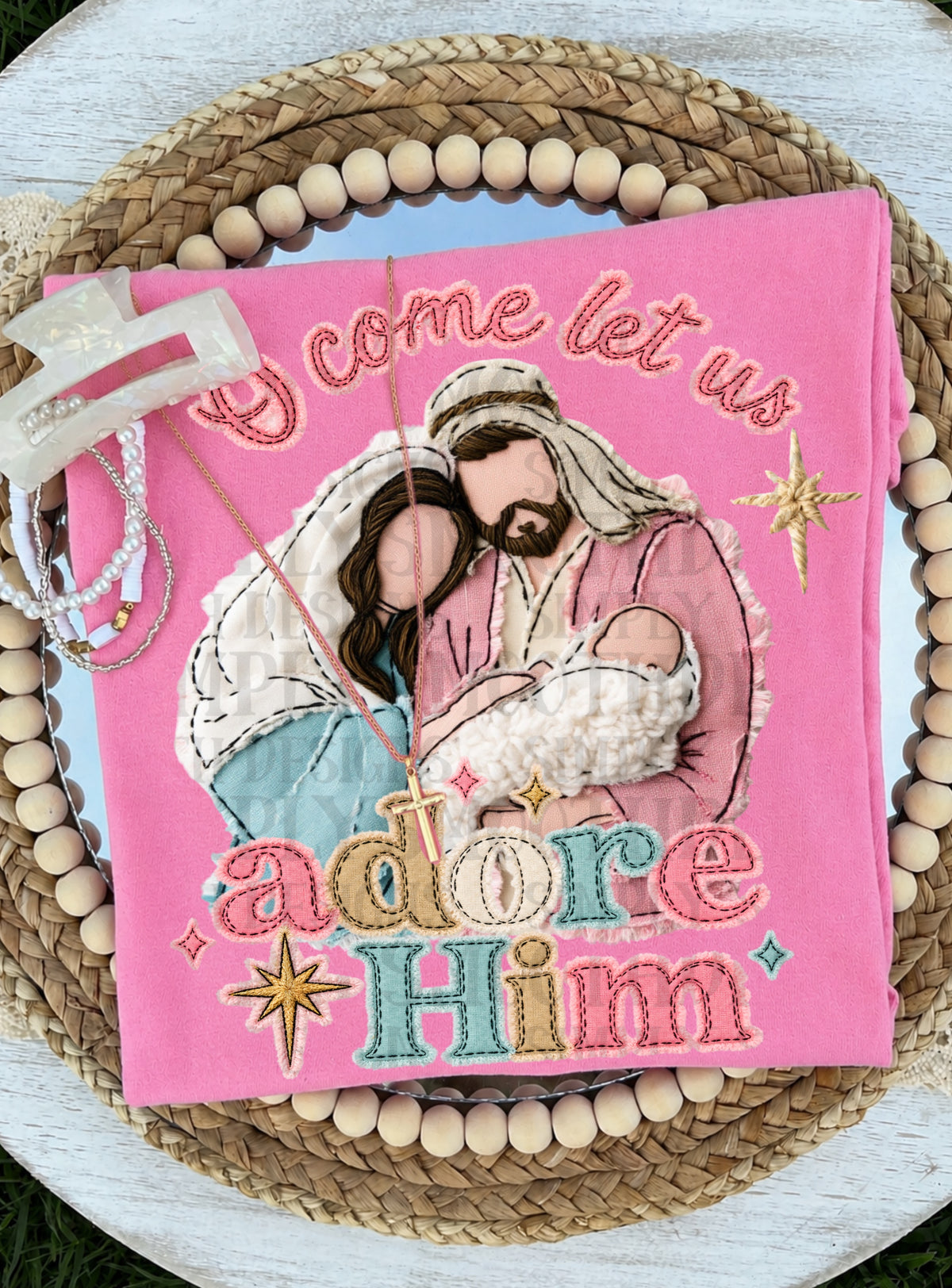 Oh come let us adore him, faith, Christmas frayed fabric texture png download