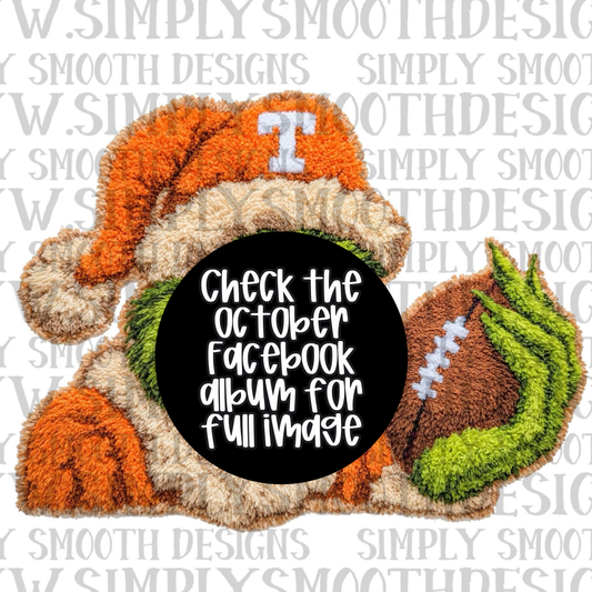 Green Guy Beanie Orange T Football Faux Yarn