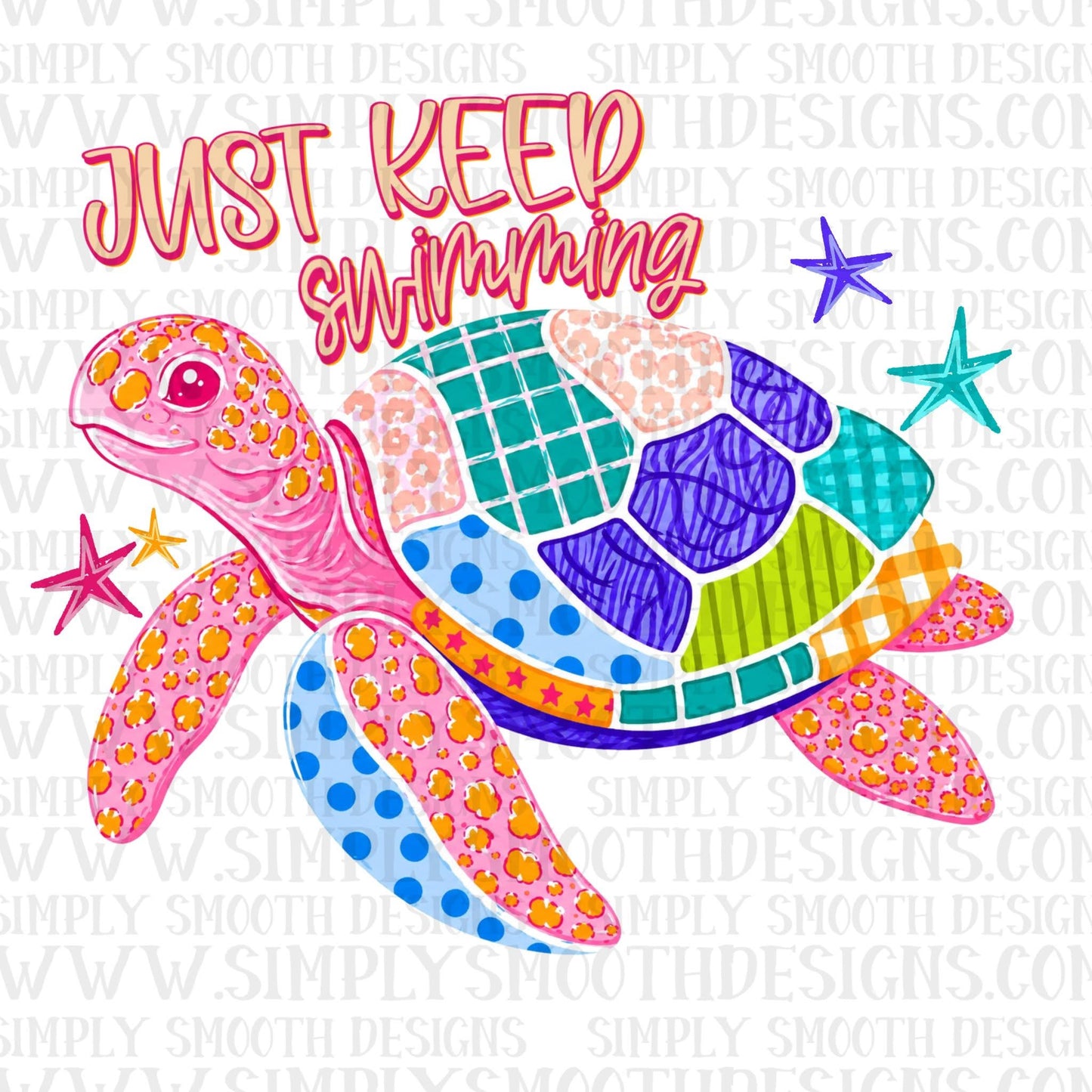 Just Keep Swimming Colorful Turtle