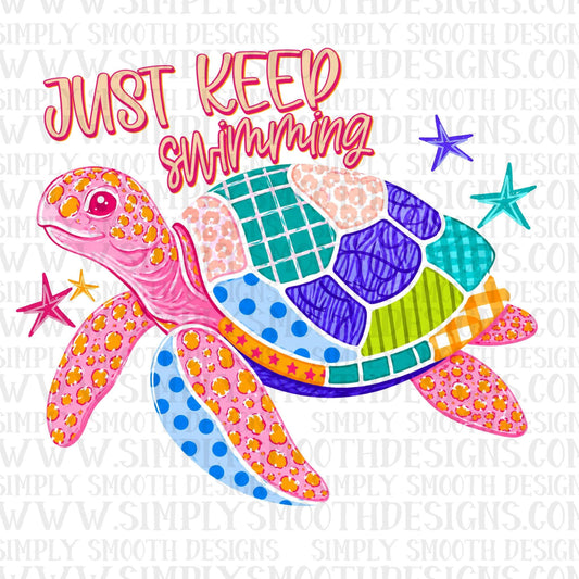 Just Keep Swimming Colorful Turtle