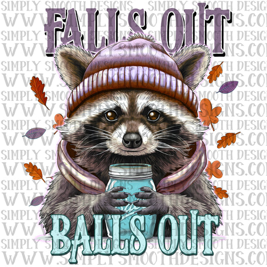 Falls out balls out raccoon