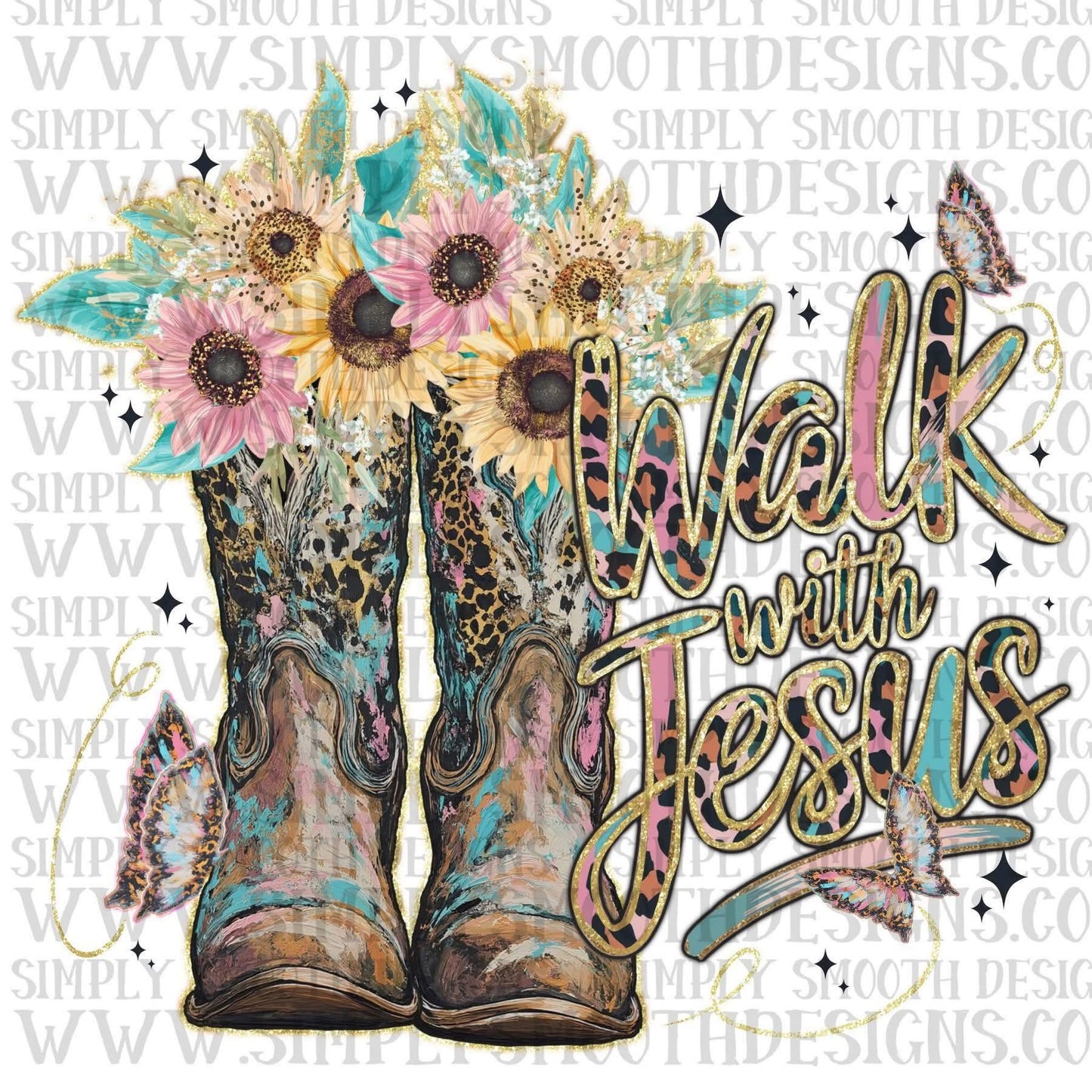 Walk With Jesus Leopard Floral Boots