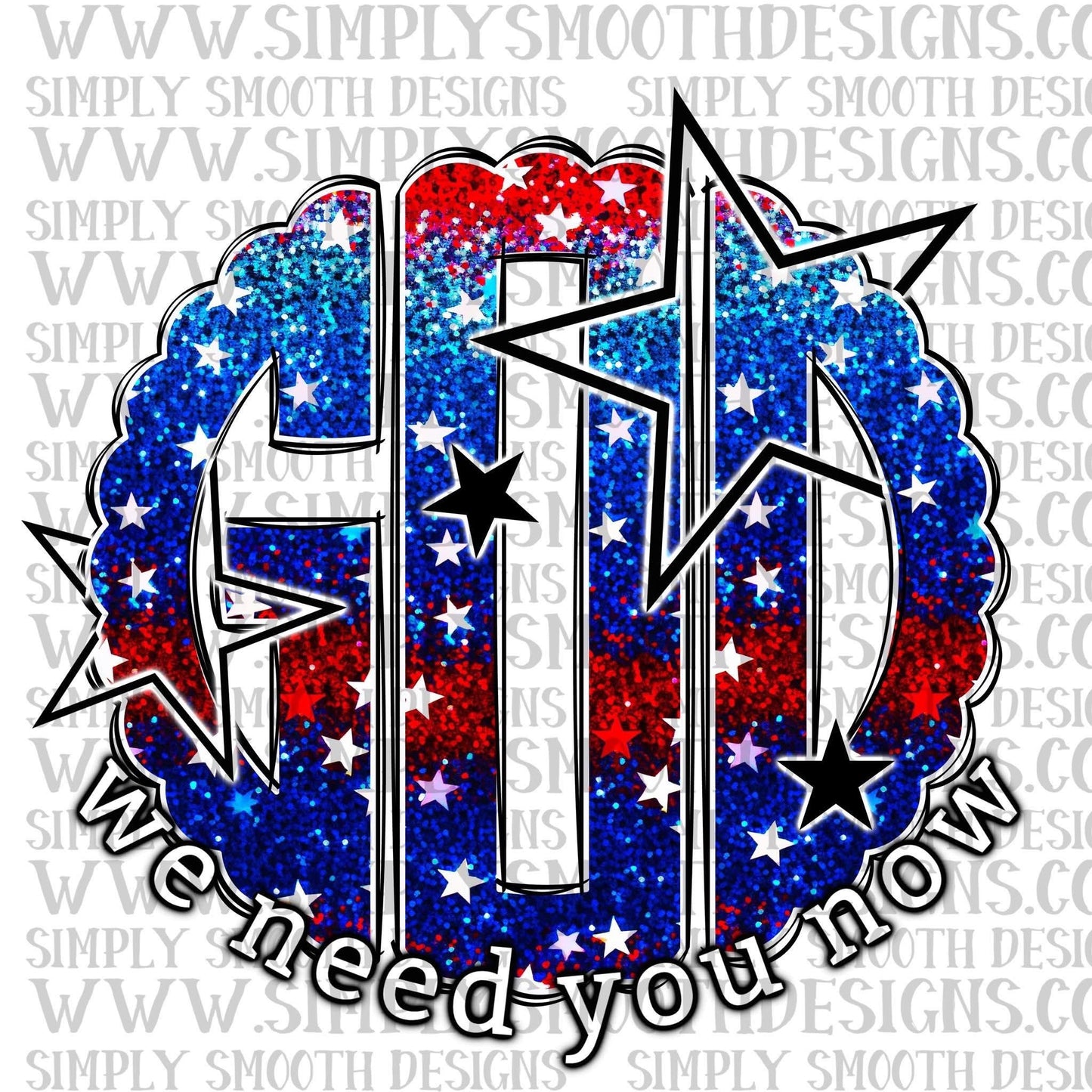 God We Need You Now Faux Sequin Stars