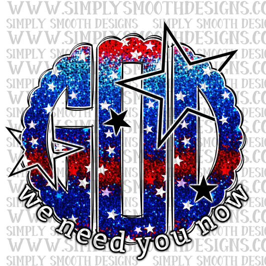 God We Need You Now Faux Sequin Stars