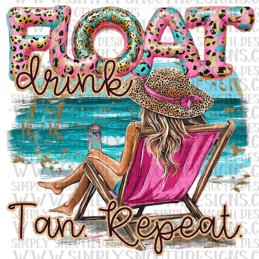 Float Drink Tan Repeat Leopard