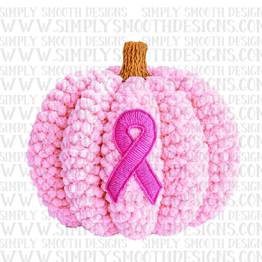 Pink Ribbon Pumpkin Faux Yarn