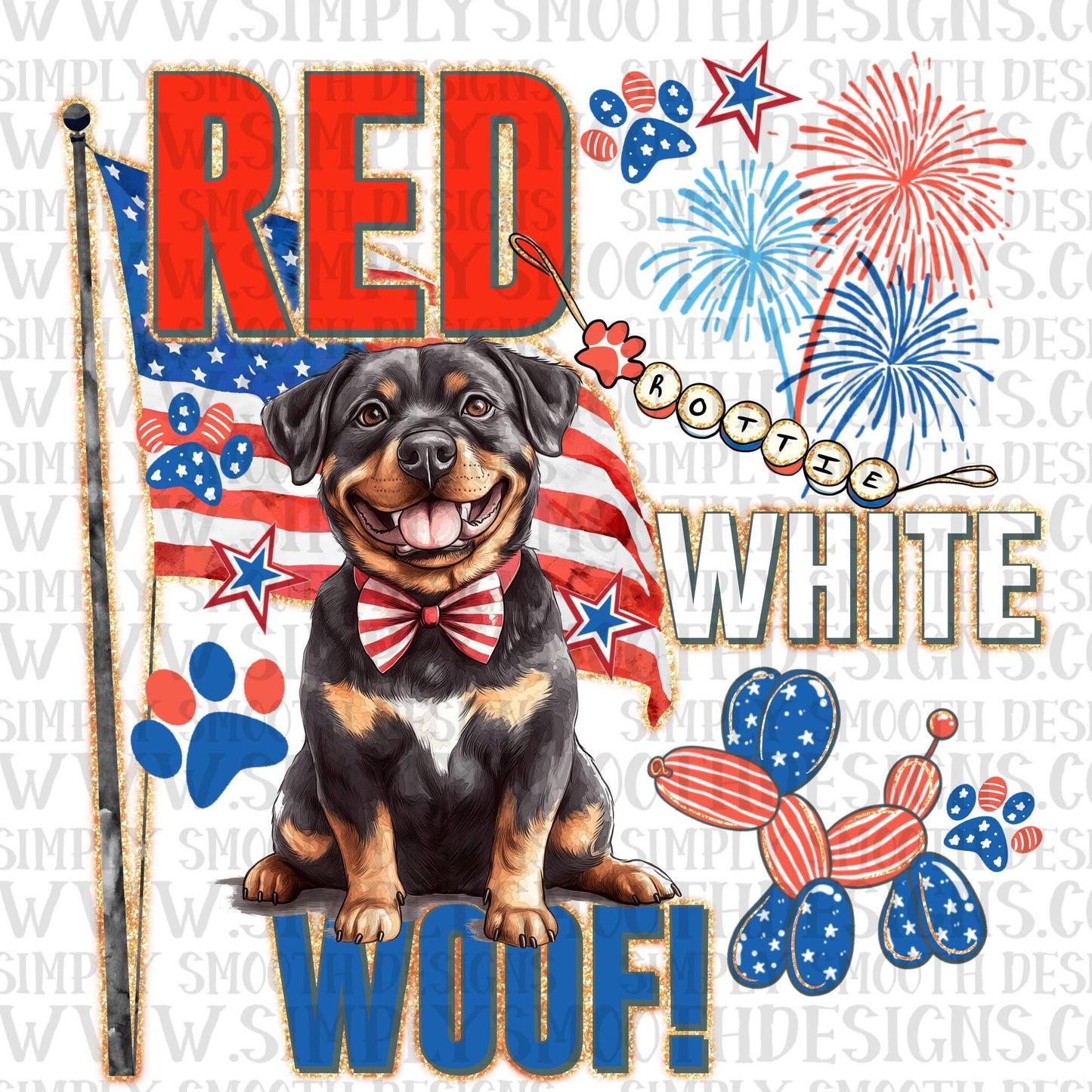 Red White Woof Rottie