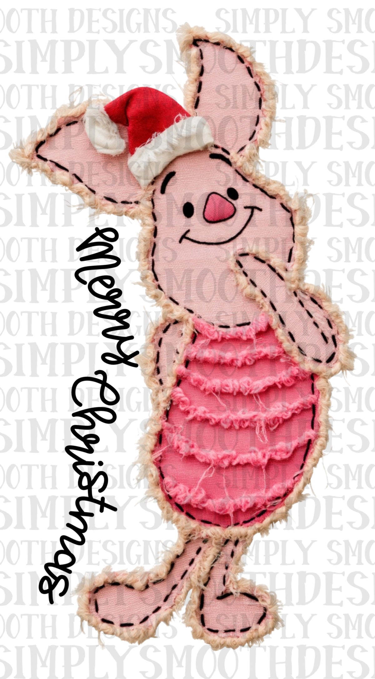 Piglet Christmas frayed fabric texture png download