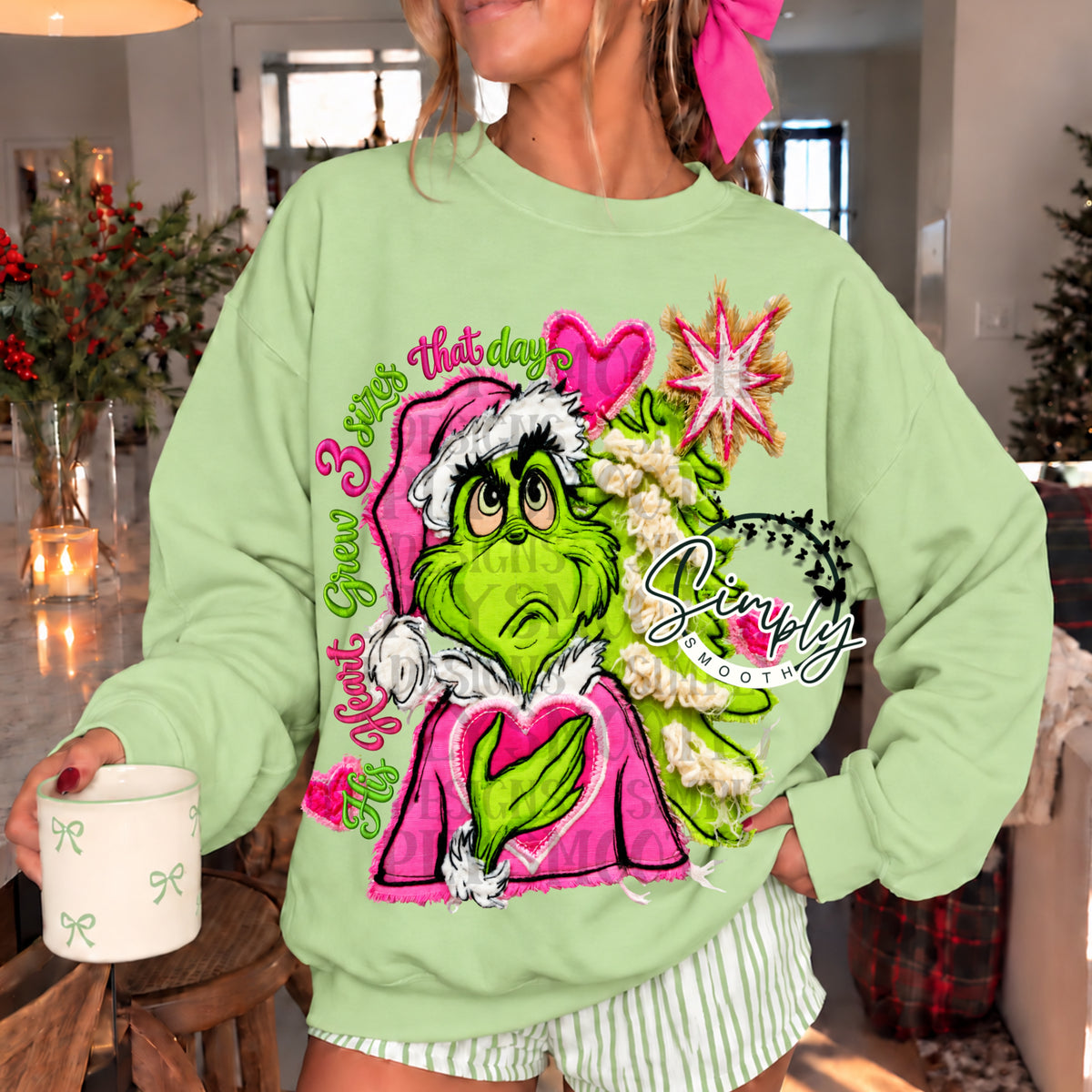 Grinch Heart grew frayed fabric texture png download