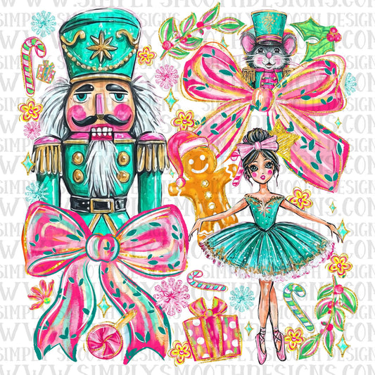 Watercolor Bow Nutcracker Collage