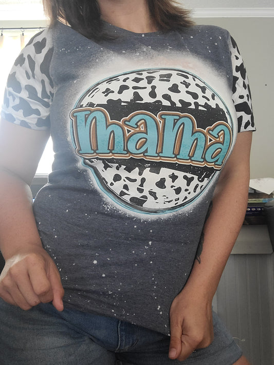 Mama cowprint bleached navy with sleeves