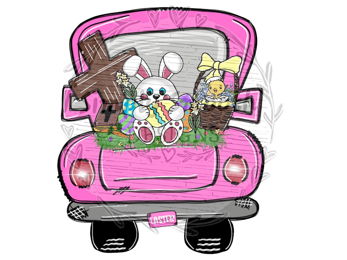 Easter bunny truck baby chick doodle cross truck