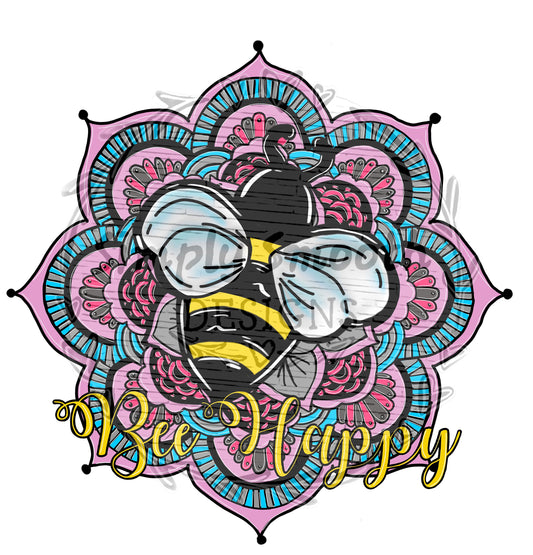 Bee happy Mandala flower