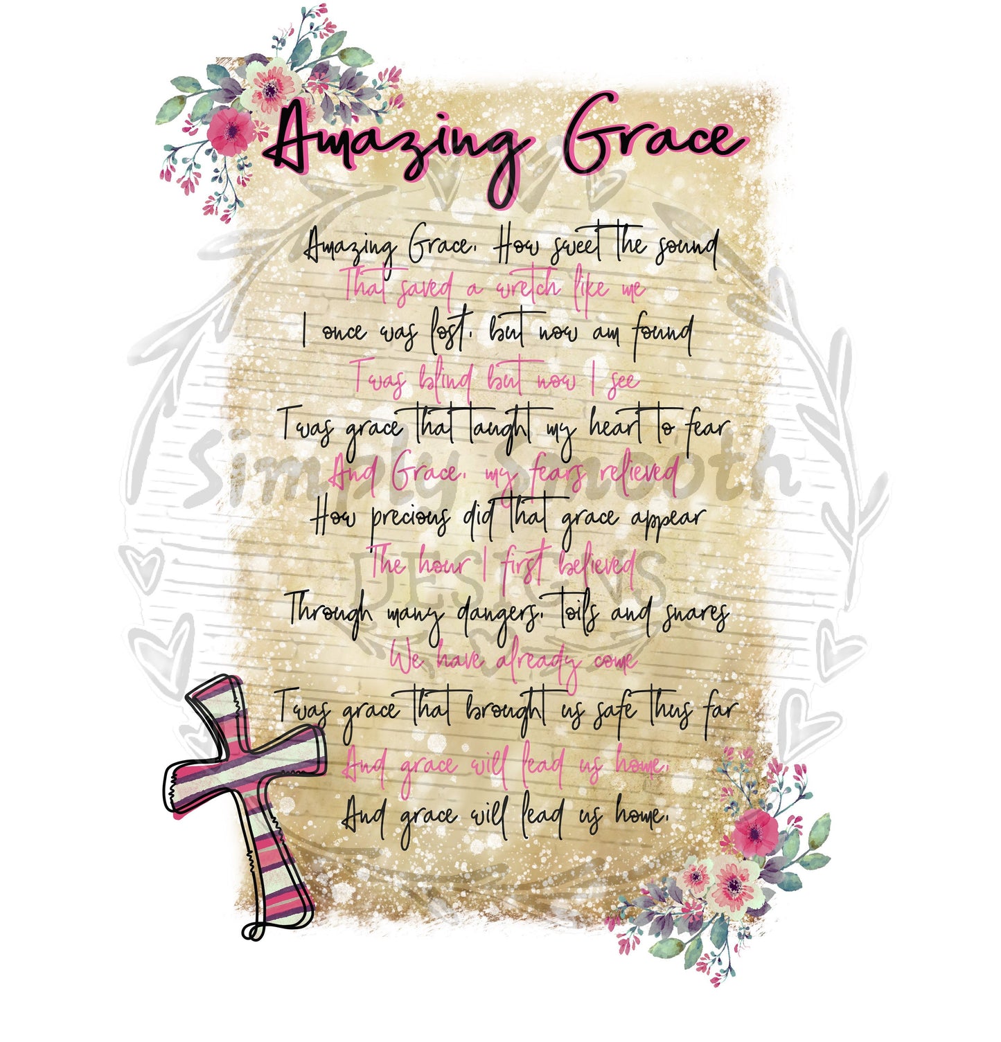 Amazing Grace hymn song church cross scroll