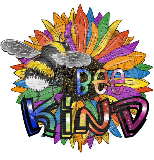 Bee kind rainbow/autism sunflower