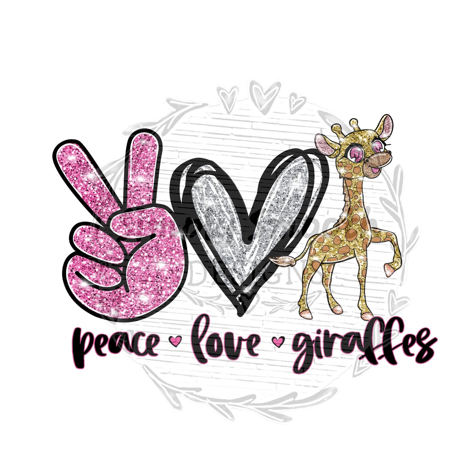 Peace love giraffes glitter