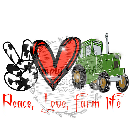 Peace love farm life tractor