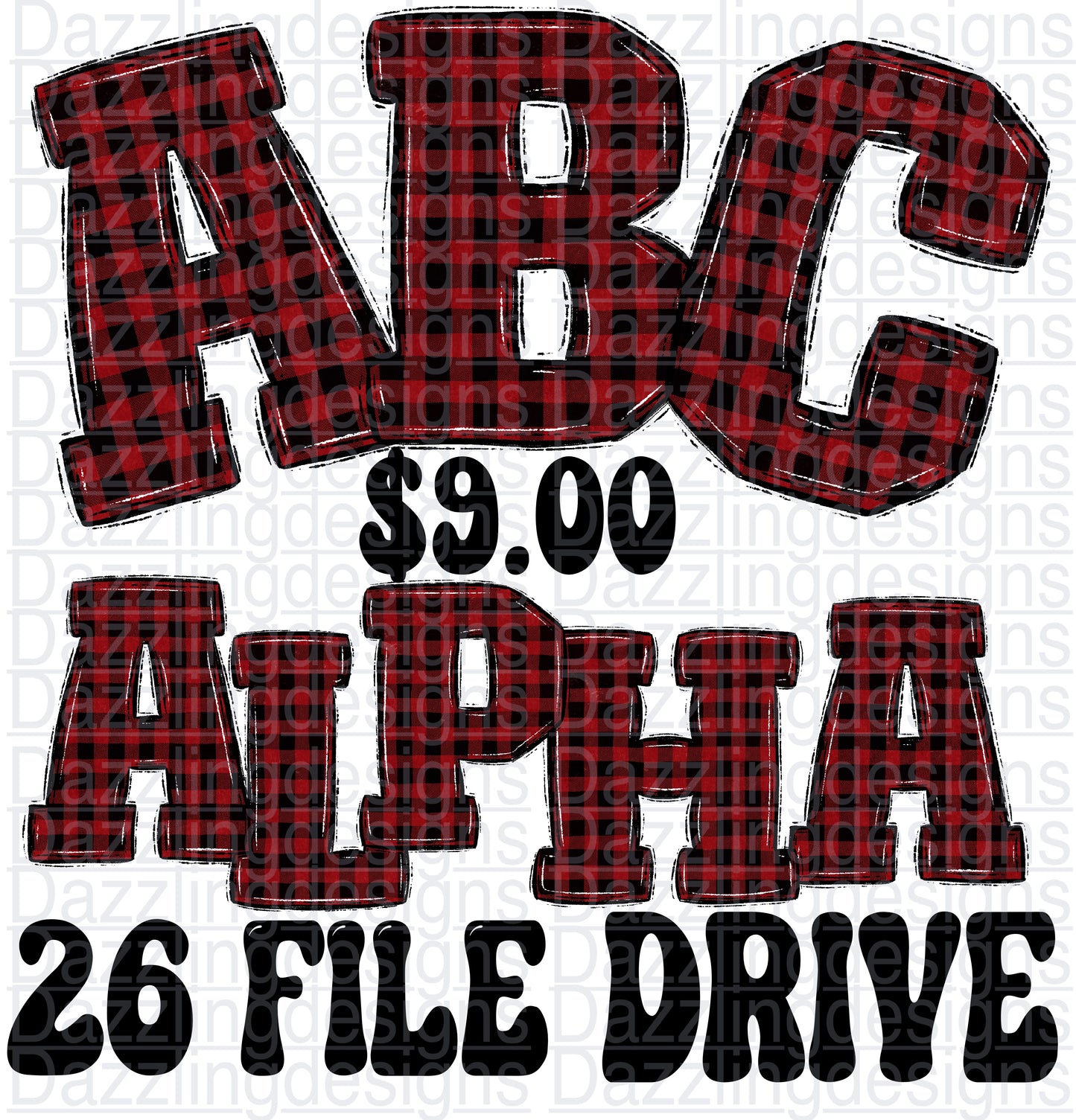 ABC’S Red Plaid Alphabet 26 File Drive