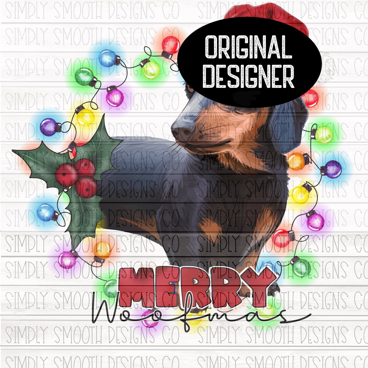 Merry woofmas Christmas dachshund