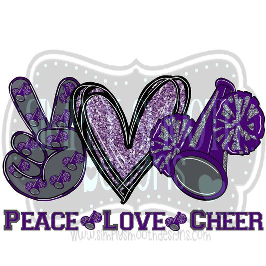 Peace Love Cheer Purple/White