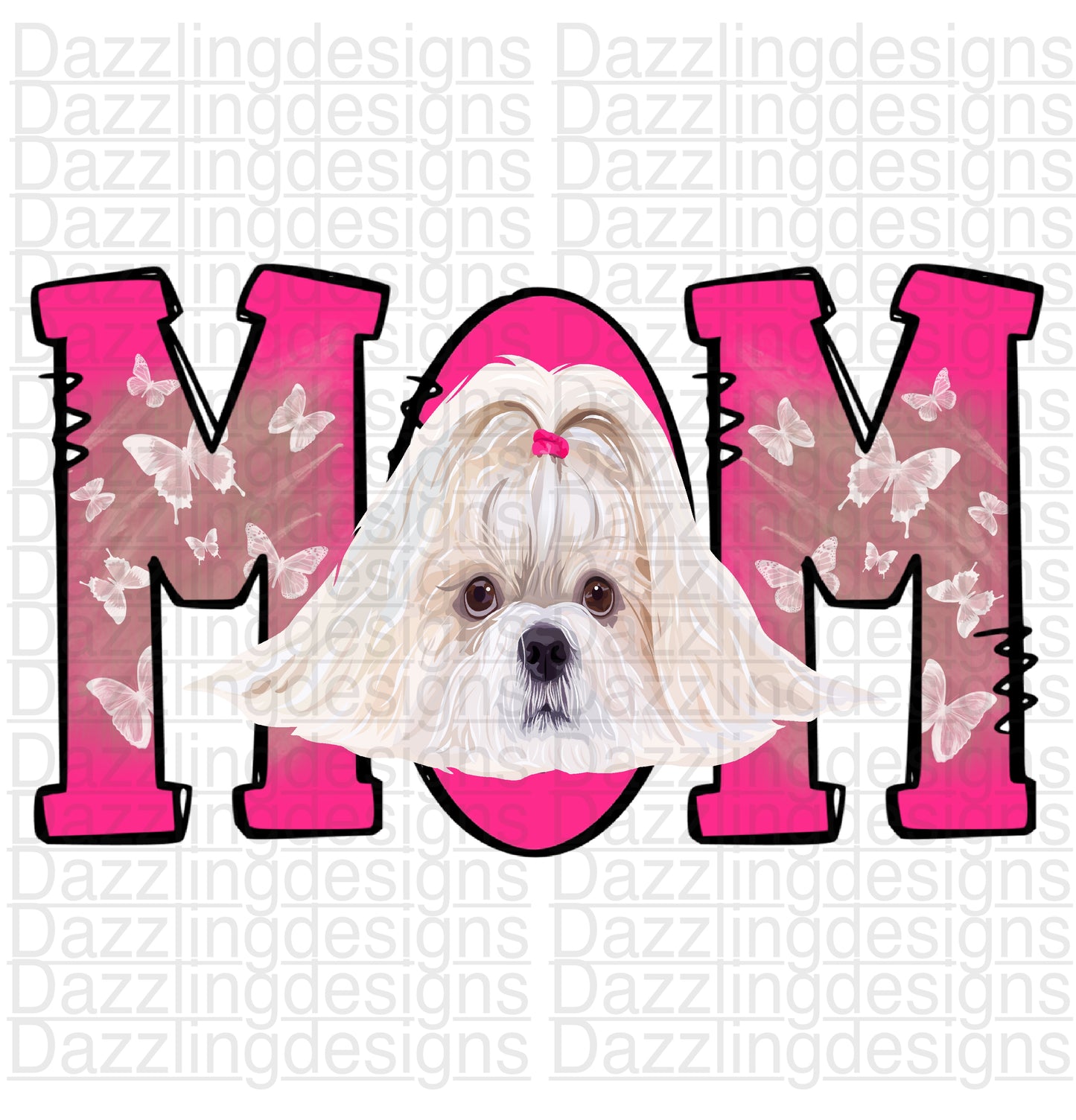 MOM shitzu dog pink
