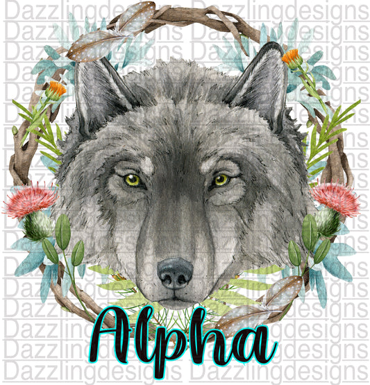 Alpha Wolf floral Wreath