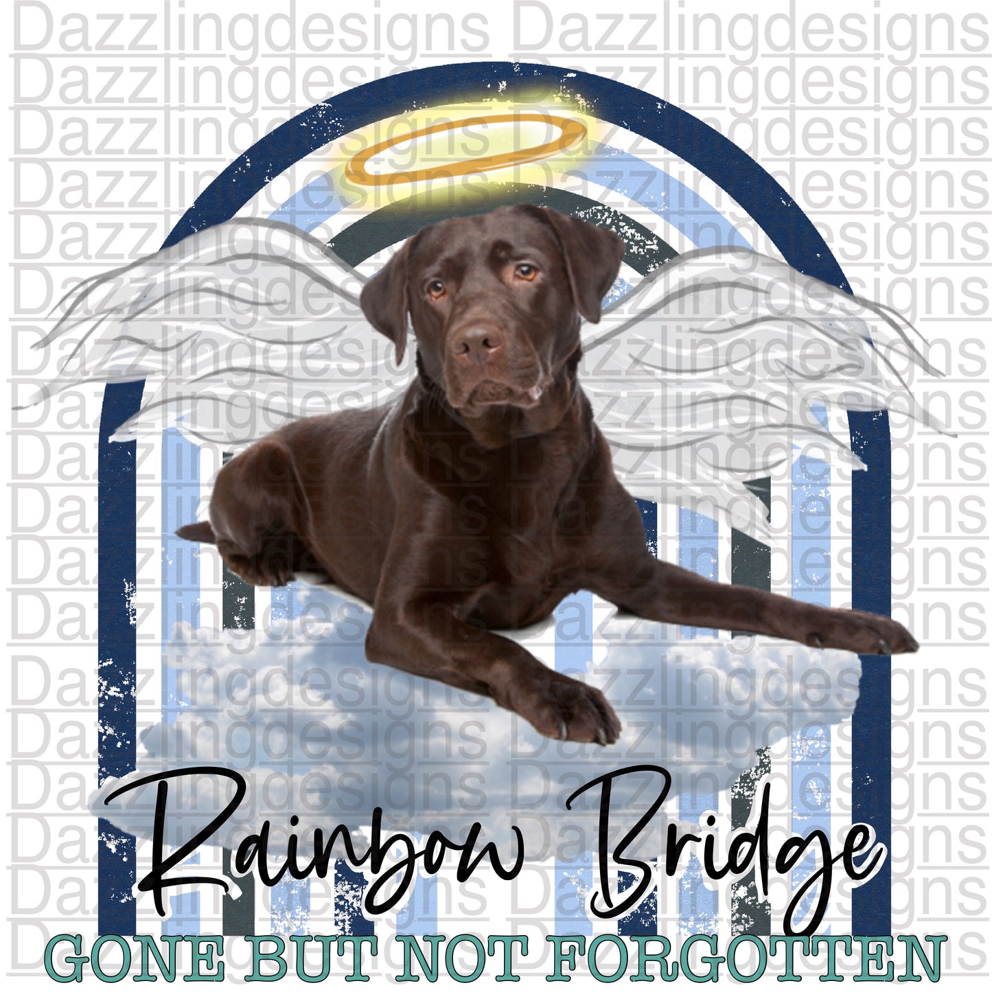 Rainbow Bridge Chocolate Labrador Retriever png digital download design
