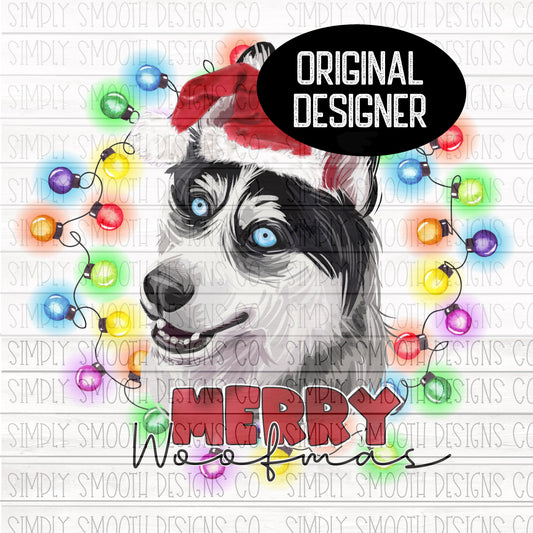 Merry woofmas Christmas Husky