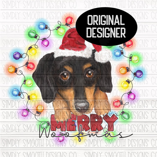 Merry woofmas Christmas dachshund