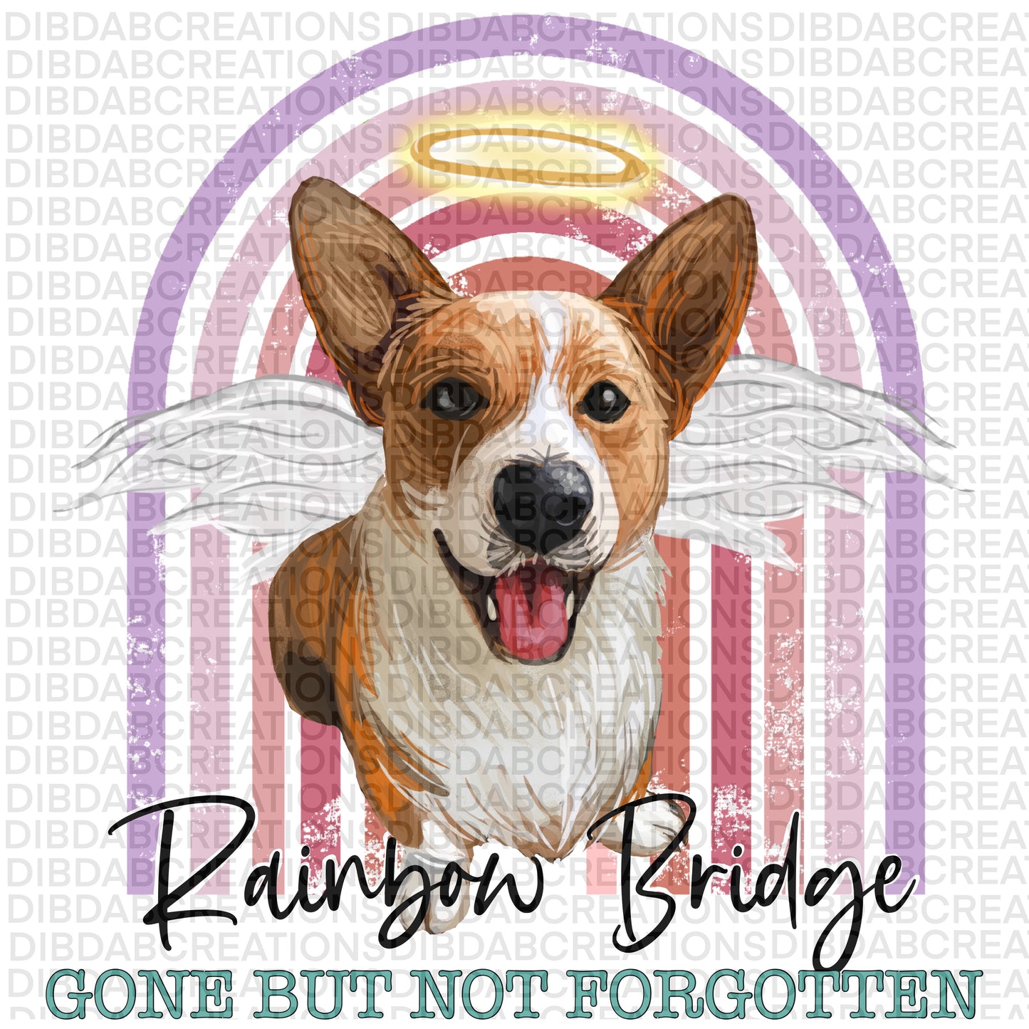 Rainbow Bridge Corgi png digital download design