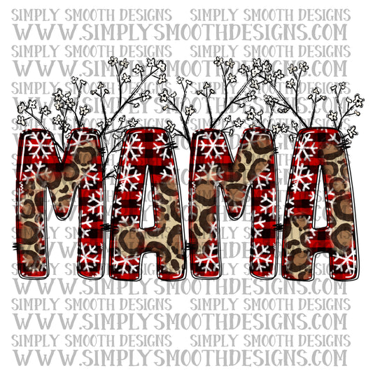 Mama leopard plaid snowflakes