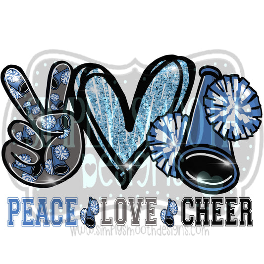 Peace Love Cheer Blue/White
