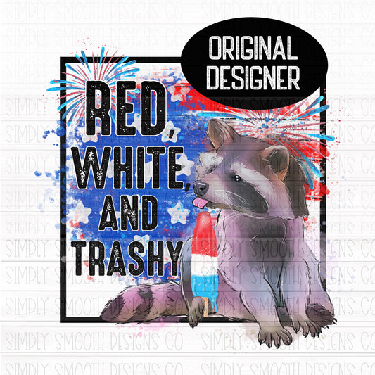 Red white trashy raccoon