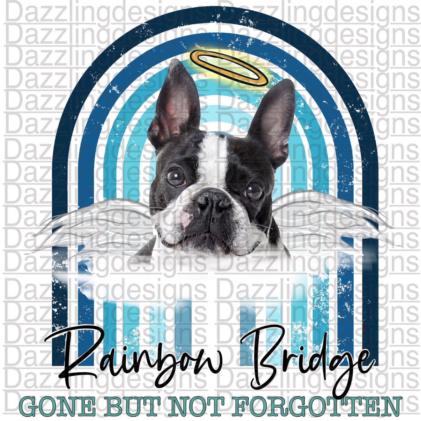 Rainbow Bridge Boston Terrier png digital download design