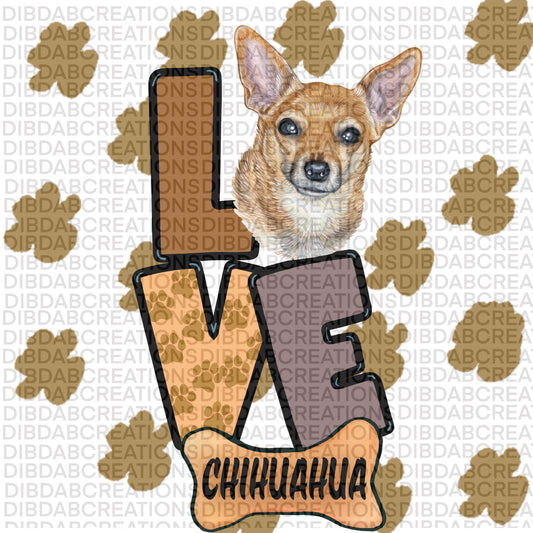 Love Chihuahua png digital download design