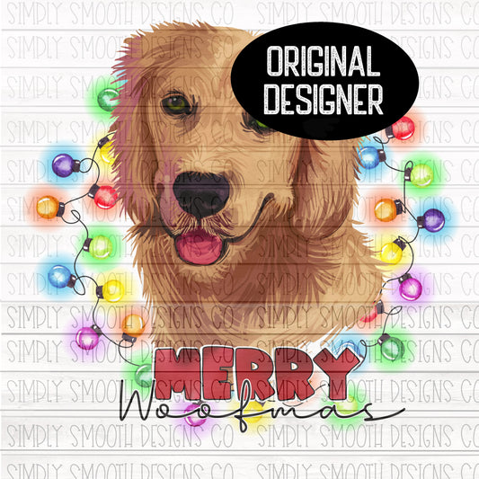 Merry woofmas Christmas golden retriever (red)