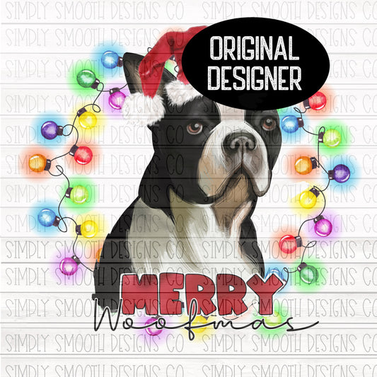 Merry woofmas Christmas Boston terrier