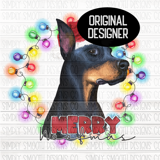 Merry woofmas Christmas Doberman