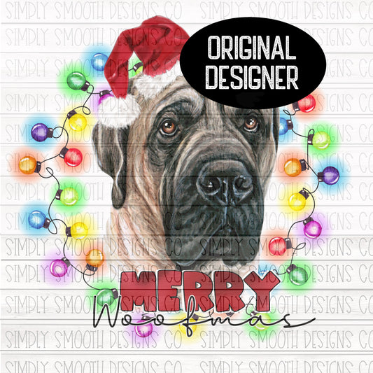 Merry woofmas Christmas English Mastiff