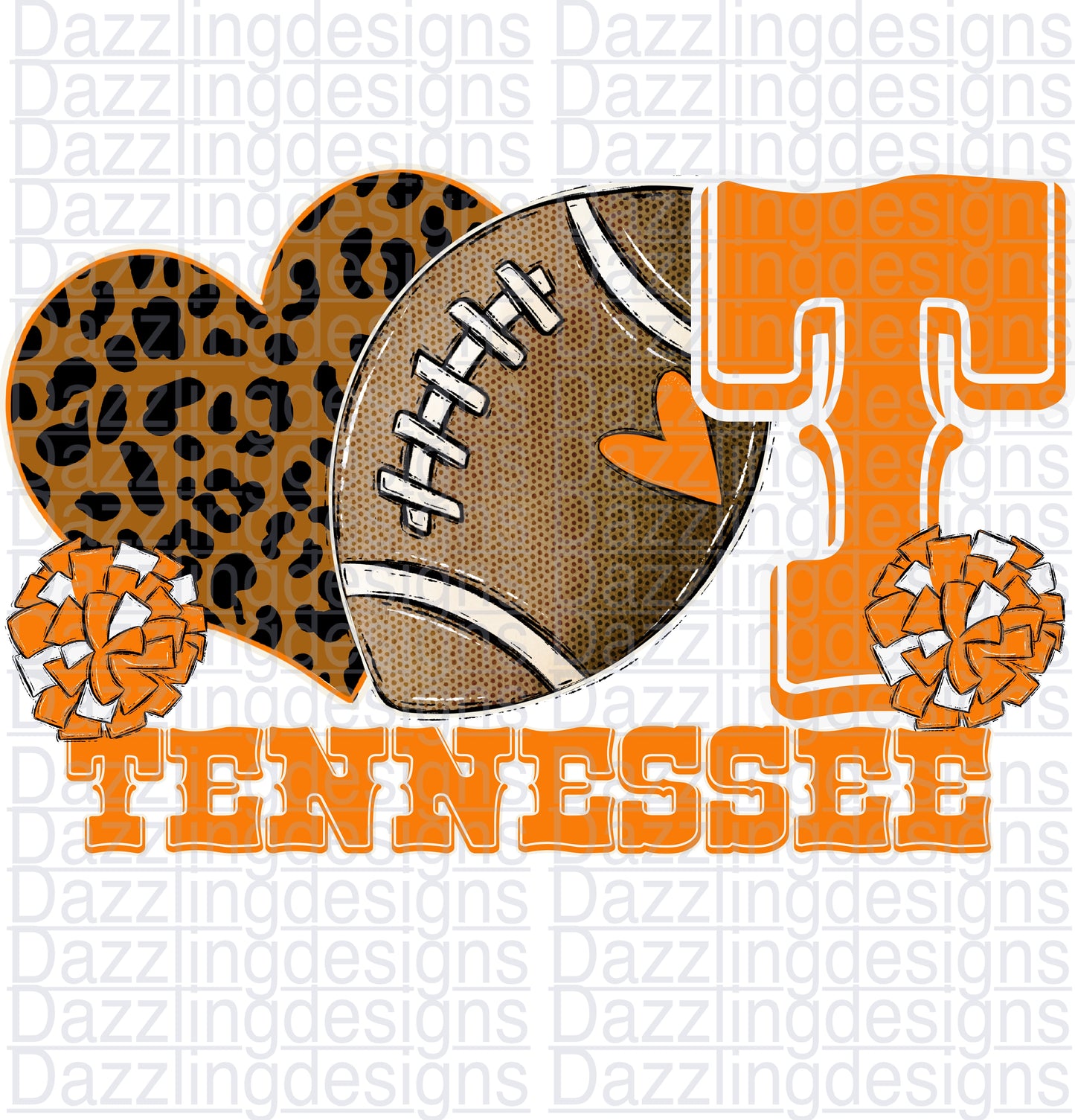 Love Football Tennessee Orange White