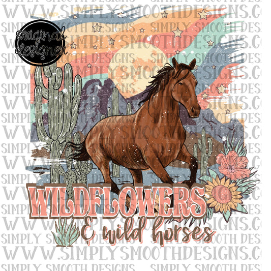 Wildflowers and wild horses