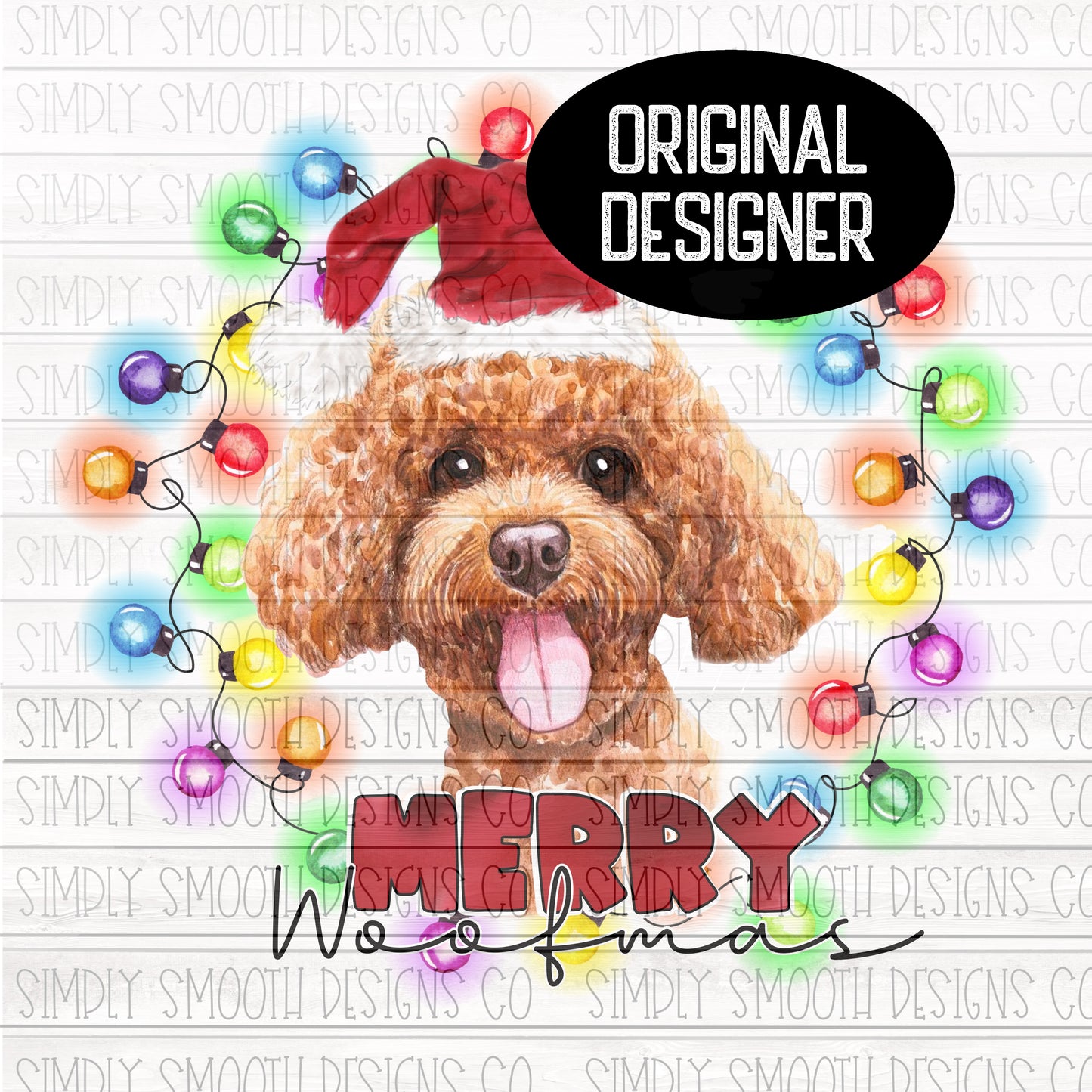 Merry woofmas Christmas poodle