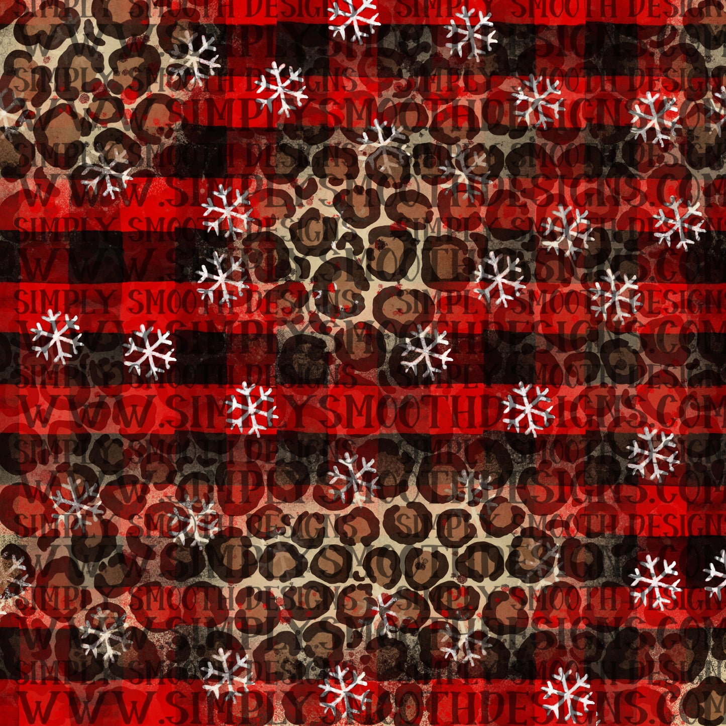 Leopard plaid snowflake digital paper